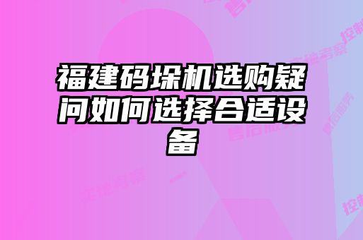 福建碼垛機選購疑問(wèn)如何選擇合適設備