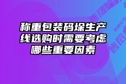 稱(chēng)重包裝碼垛生產(chǎn)線(xiàn)選購時(shí)需要考慮哪些重要因素