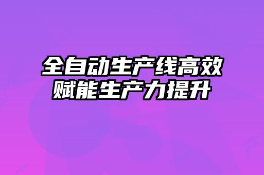 全自動(dòng)生產(chǎn)線(xiàn)高效賦能生產(chǎn)力提升