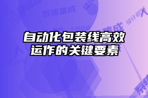 自動(dòng)化包裝線(xiàn)高效運作的關(guān)鍵要素