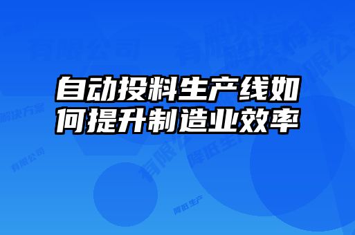 自動(dòng)投料生產(chǎn)線(xiàn)如何提升制造業(yè)效率