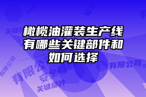 橄欖油灌裝生產(chǎn)線(xiàn)有哪些關(guān)鍵部件和如何選擇