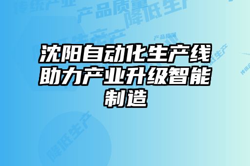 沈陽(yáng)自動(dòng)化生產(chǎn)線(xiàn)助力產(chǎn)業(yè)升級智能制造
