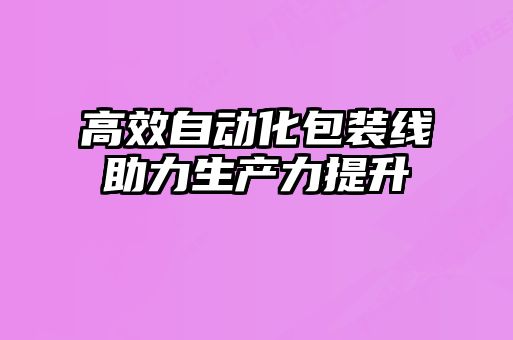 高效自動(dòng)化包裝線(xiàn)助力生產(chǎn)力提升