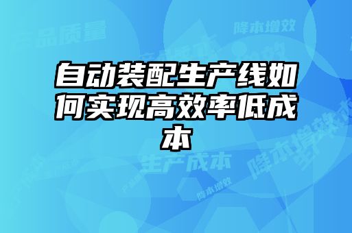 自動(dòng)裝配生產(chǎn)線(xiàn)如何實(shí)現高效率低成本