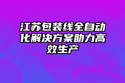 江蘇包裝線(xiàn)全自動(dòng)化解決方案助力高效生產(chǎn)