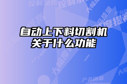 自動(dòng)上下料切割機關(guān)于什么功能
