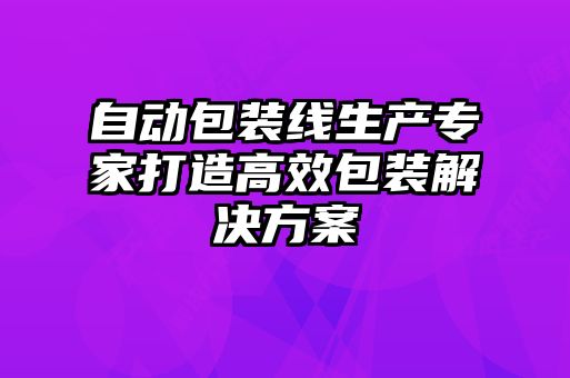 自動(dòng)包裝線(xiàn)生產(chǎn)專(zhuān)家打造高效包裝解決方案