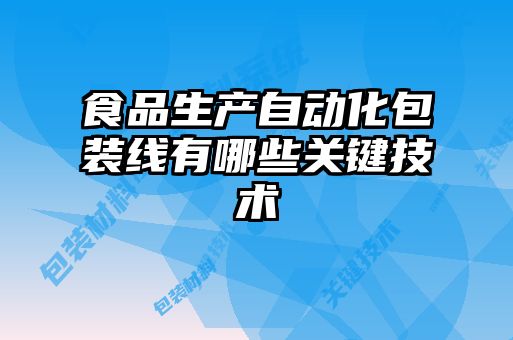 食品生產(chǎn)自動(dòng)化包裝線(xiàn)有哪些關(guān)鍵技術(shù)