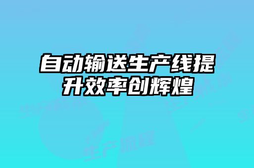 自動(dòng)輸送生產(chǎn)線(xiàn)提升效率創(chuàng  )輝煌