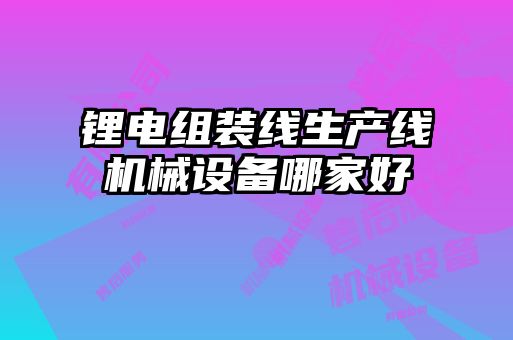 鋰電組裝線(xiàn)生產(chǎn)線(xiàn)機械設備哪家好