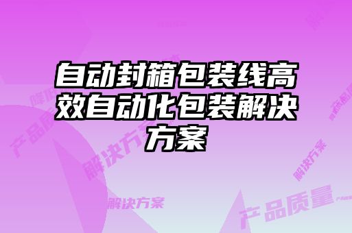 自動(dòng)封箱包裝線(xiàn)高效自動(dòng)化包裝解決方案