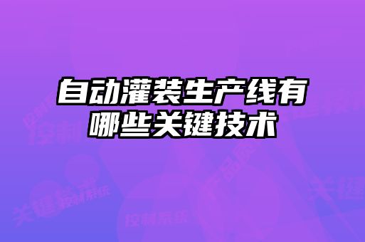 自動(dòng)灌裝生產(chǎn)線(xiàn)有哪些關(guān)鍵技術(shù)