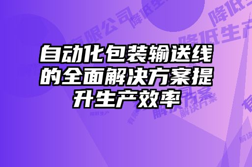 自動(dòng)化包裝輸送線(xiàn)的全面解決方案提升生產(chǎn)效率