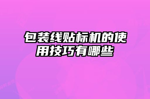 包裝線(xiàn)貼標機的使用技巧有哪些