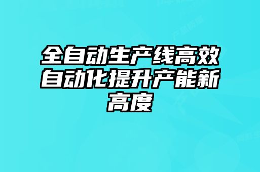 全自動(dòng)生產(chǎn)線(xiàn)高效自動(dòng)化提升產(chǎn)能新高度