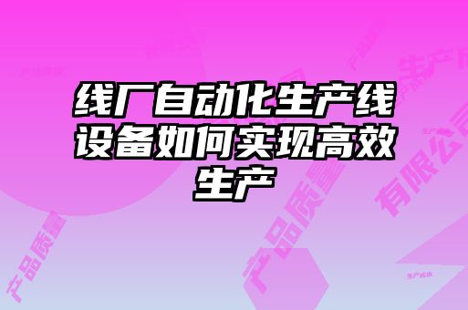 線(xiàn)廠(chǎng)自動(dòng)化生產(chǎn)線(xiàn)設備如何實(shí)現高效生產(chǎn)