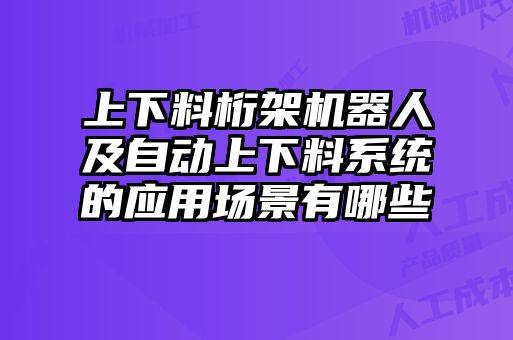 上下料桁架機器人及自動(dòng)上下料系統的應用場(chǎng)景有哪些