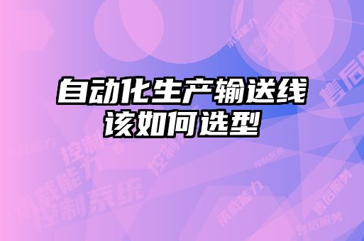 自動(dòng)化生產(chǎn)輸送線(xiàn)該如何選型