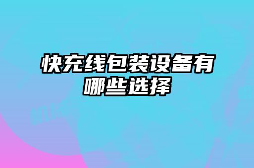 快充線(xiàn)包裝設備有哪些選擇