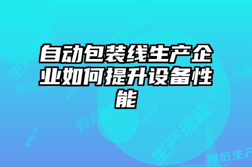 自動(dòng)包裝線(xiàn)生產(chǎn)企業(yè)如何提升設備性能