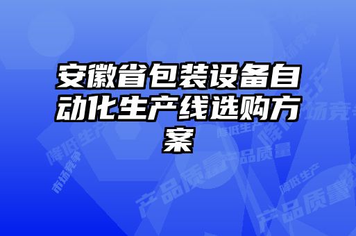 安徽省包裝設備自動(dòng)化生產(chǎn)線(xiàn)選購方案