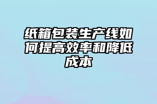 紙箱包裝生產(chǎn)線(xiàn)如何提高效率和降低成本