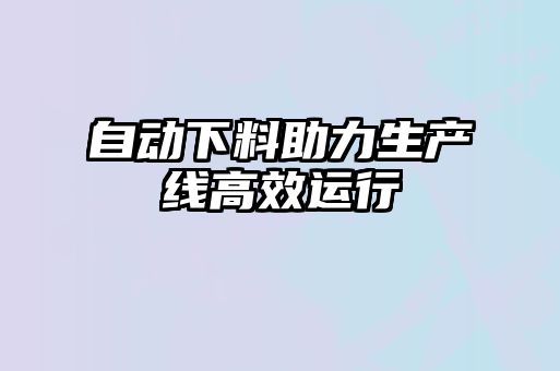 自動(dòng)下料助力生產(chǎn)線(xiàn)高效運行