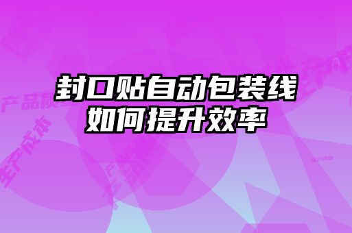 封口貼自動(dòng)包裝線(xiàn)如何提升效率