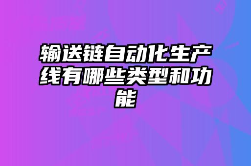 輸送鏈自動(dòng)化生產(chǎn)線(xiàn)有哪些類(lèi)型和功能