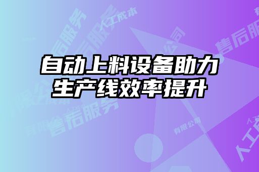 自動(dòng)上料設備助力生產(chǎn)線(xiàn)效率提升