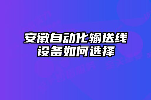 安徽自動(dòng)化輸送線(xiàn)設備如何選擇