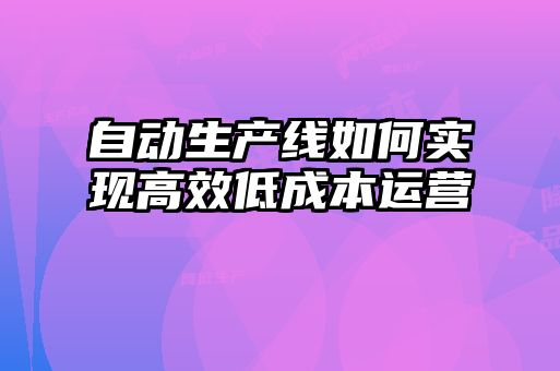 自動(dòng)生產(chǎn)線(xiàn)如何實(shí)現高效低成本運營(yíng)