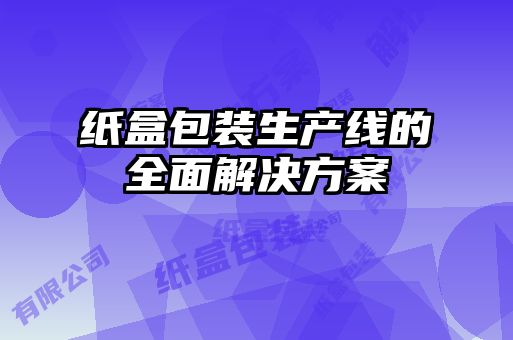 紙盒包裝生產(chǎn)線(xiàn)的全面解決方案