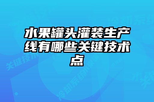 水果罐頭灌裝生產(chǎn)線(xiàn)有哪些關(guān)鍵技術(shù)點(diǎn)