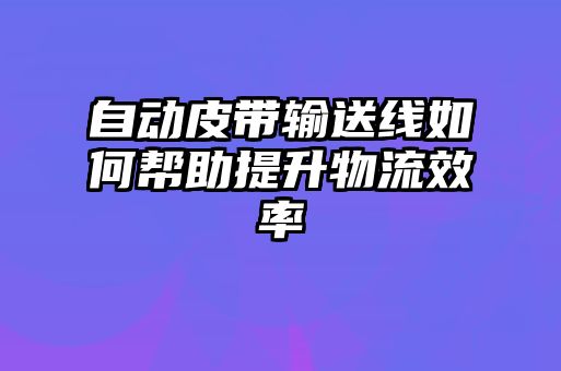 自動(dòng)皮帶輸送線(xiàn)如何幫助提升物流效率