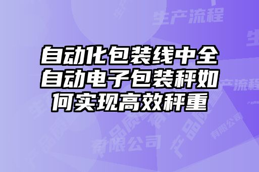 自動(dòng)化包裝線(xiàn)中全自動(dòng)電子包裝秤如何實(shí)現高效秤重